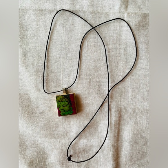 Buddha Scrabble tile necklace - Picture 2 of 4